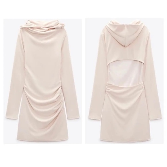 Zara NWT hooded dress open back long sleeve size small - Picture 6 of 12